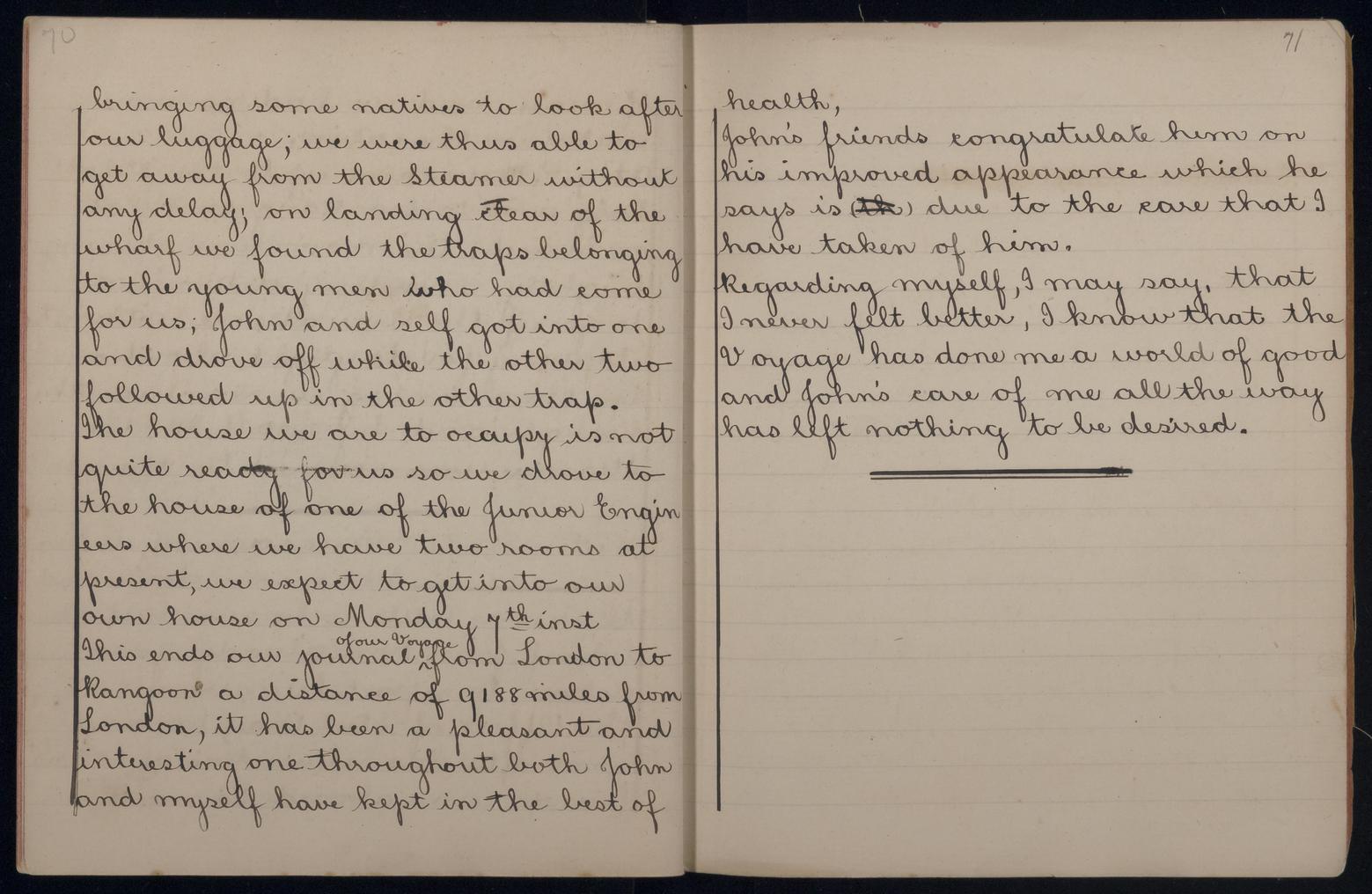 An image showing 'JOD/339; Diary of a voyage in the REWA by passenger Annie Elizabeth Paterson, London to Rangoon, 1892. 1892'