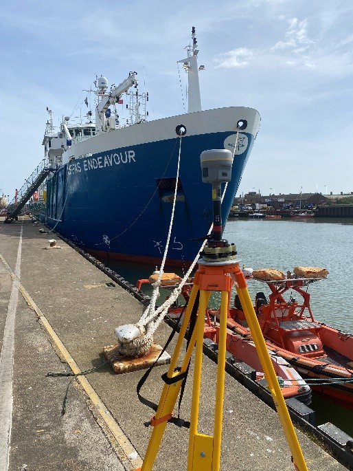 Research Vessel Cefas Endeavour docked in Lowestoft for static validation