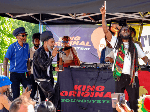 A band performing on stage