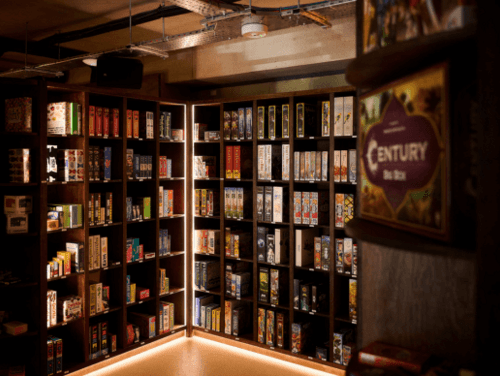 Shelves full of board games