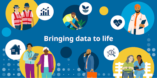 ONS infographic with caption "bringing data to life"