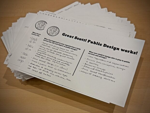 A photo of the survey cards used at the event.