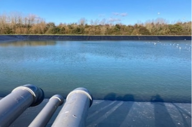 An on-farm reservoir with filler pipes, funded in the first round.