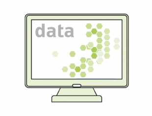 Computer screen showing image and text representing data.