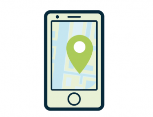 Smartphone showing location software.