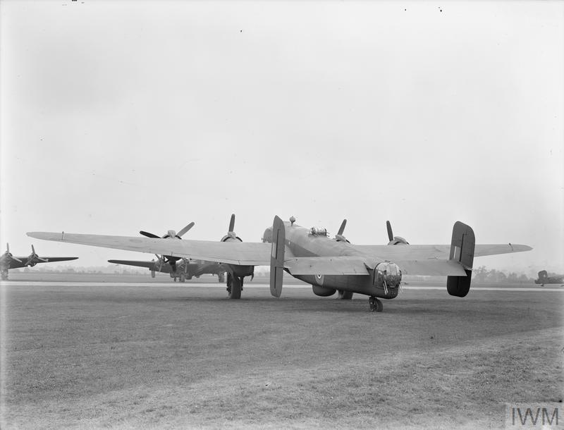 Halifax B Mark VI, NP831, awaiting delivery at the bomber production line, Radlett, Hertfordshire.