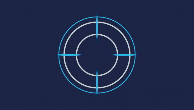 A graphic showing a scope icon