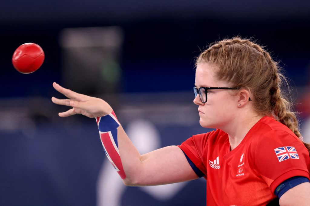 Claire Taggart at the Tokyo Paralympics competing in boccia