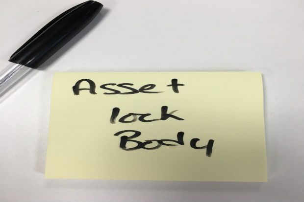 Asset lock body post it image