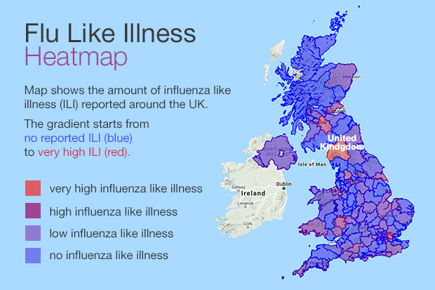 Flu survey map of England