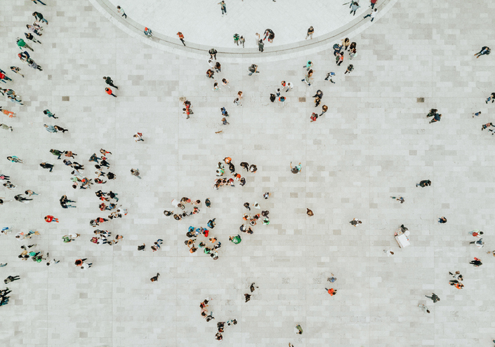 High Angle View Of People On Street
