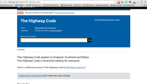 The new highway code page