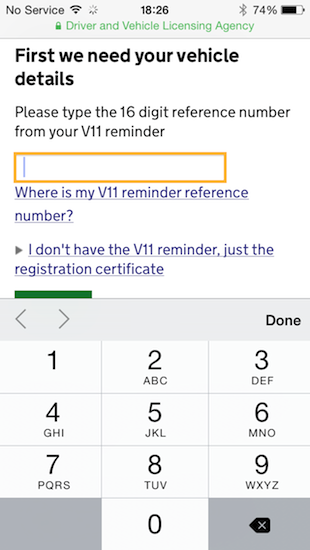 Image of a mobile device using the DVLA service