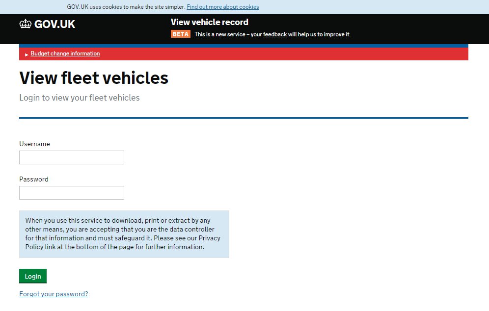 View fleet vehicles landing page