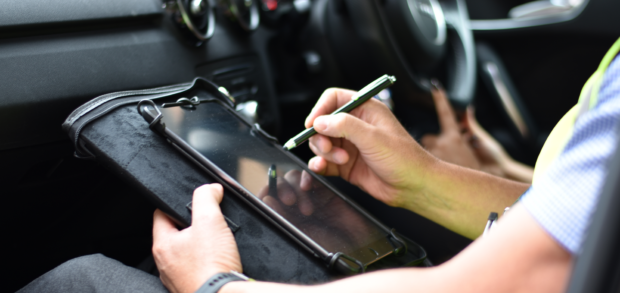 Examiner marking the test using a tablet