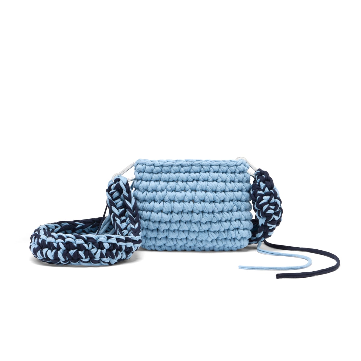 Blue crochet crossbody bag by Loopd Studio