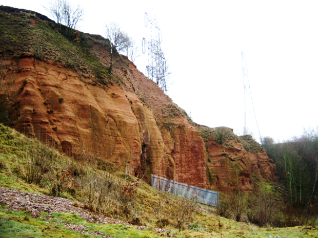 image shows Barr Beacon Quarry, a Black Country UNESCO Global Geopark site and Triassic sandstone exposure.