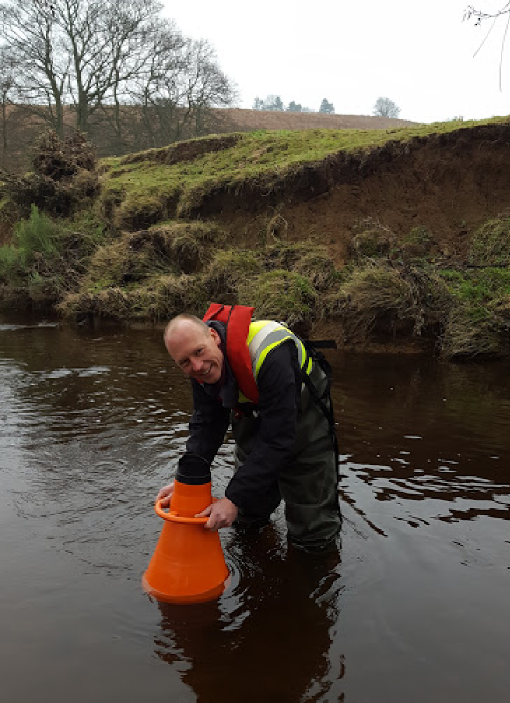 Tim surveying River Esk. Credit: Gemma Smith, Natural England