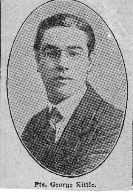 A photograph of Private George Kittle taken from the local newspaper, the Surrey Comet.