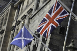 Saltaire and Union Flag flying in Edinburgh