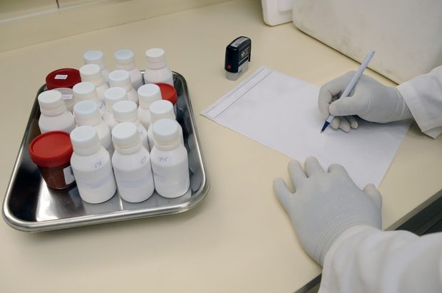 laboratory samples and a report sheet