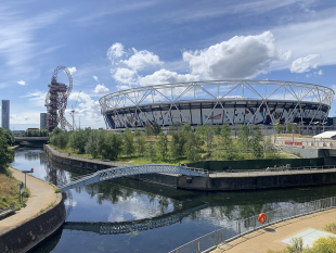 The Queen Elizabeth Olympic Park in the sunshine.