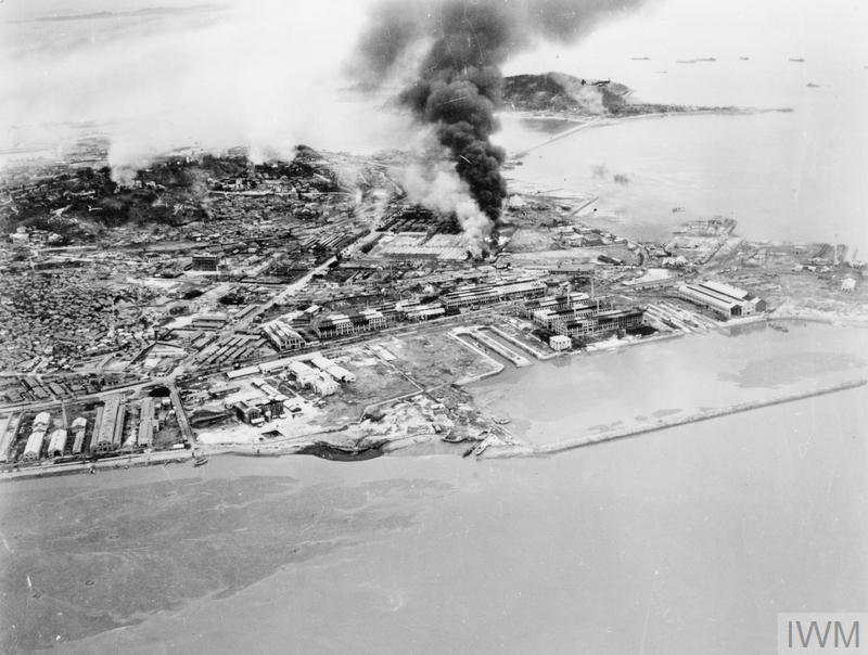 Inchon under heavy naval and air bombardment two hours before the main landings.