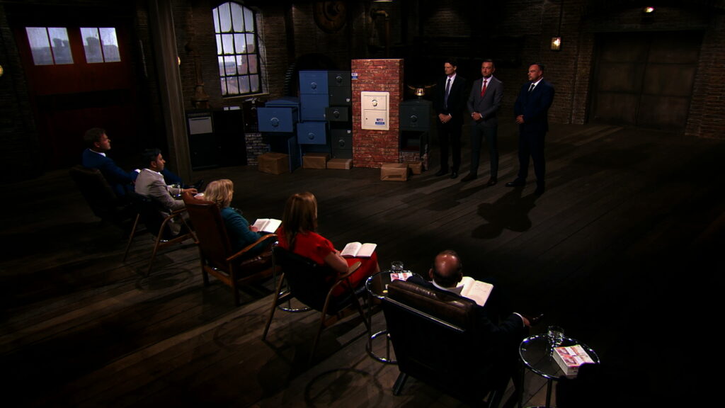 Darren, Liam and Brian pitching in the Den