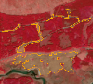 2016 10m resolution Sentinel imagery showing areas of woodland change