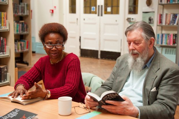 Reading group in a library in London. Photo credit: @thereaderorg
