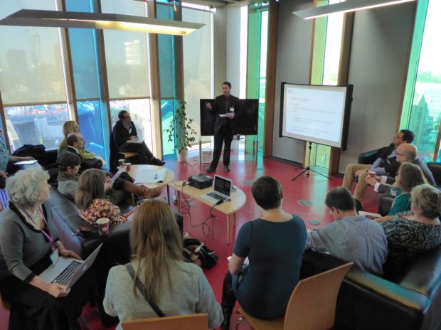 Ian presenting progress on the toolkit at an event in the Whitechapel Ideas store.