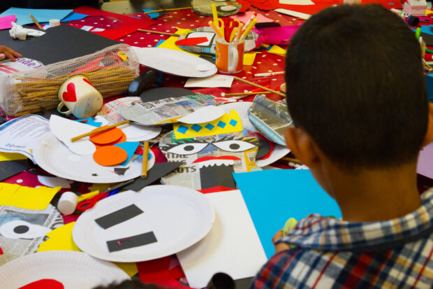 Funny faces at Longsight library Fun Palace. Photo credit: Manchester libraries