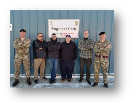 Some of the Engineer Park team. Left to right: Maj Scouse Hindson MBE, Mike Silver, Drew Robinson, Chad Jensen, Greg Brown and WO2 Paul Booth. [Crown Copyright/MOD]