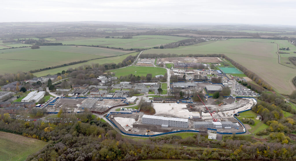 An aerial view of work underway at the site.
