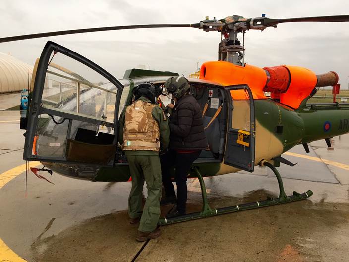 Lucy took a helicopter tour of the training area. [Crown Copyright/MOD2018]