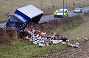 Brewery vehicle loses load