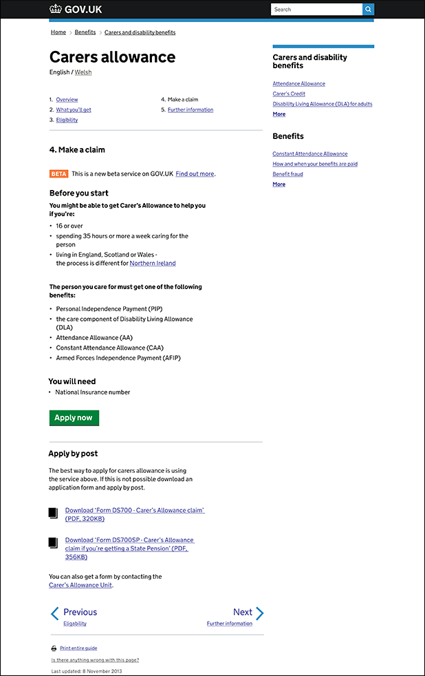 Guide as start page
