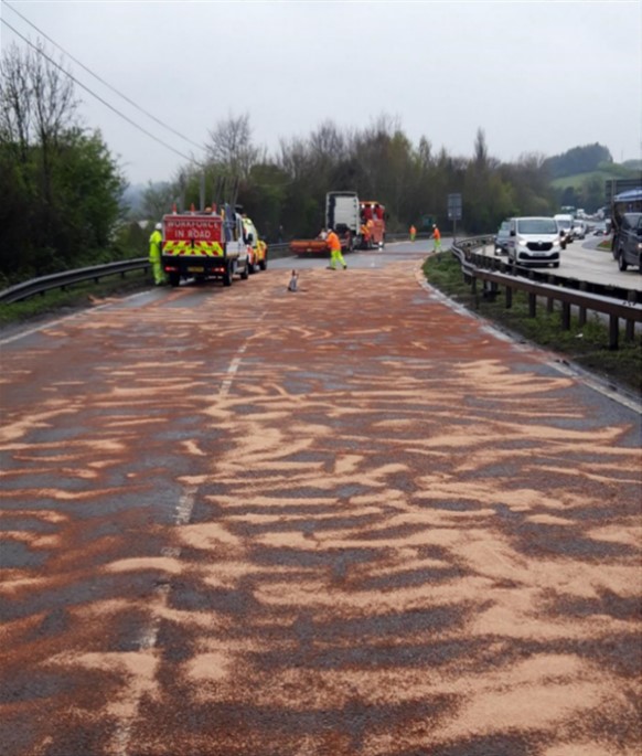 Lorry spill on the road