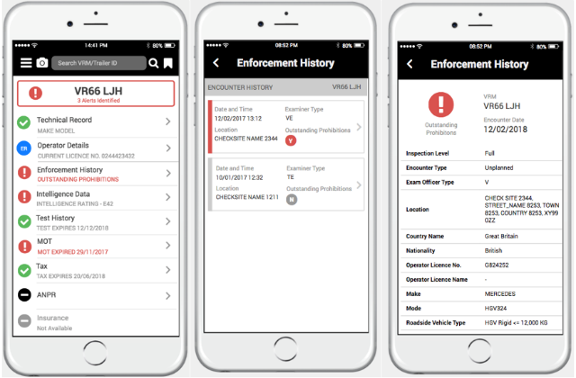 Screenshots of the search app