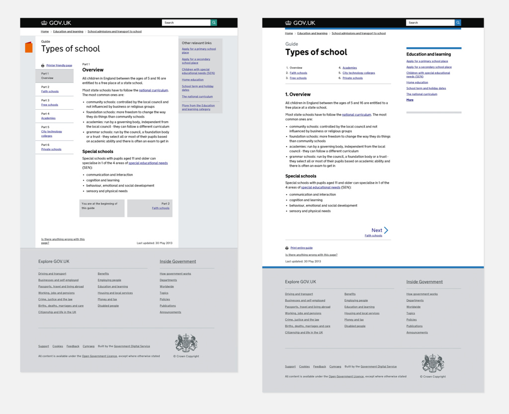 Comparison of design versions