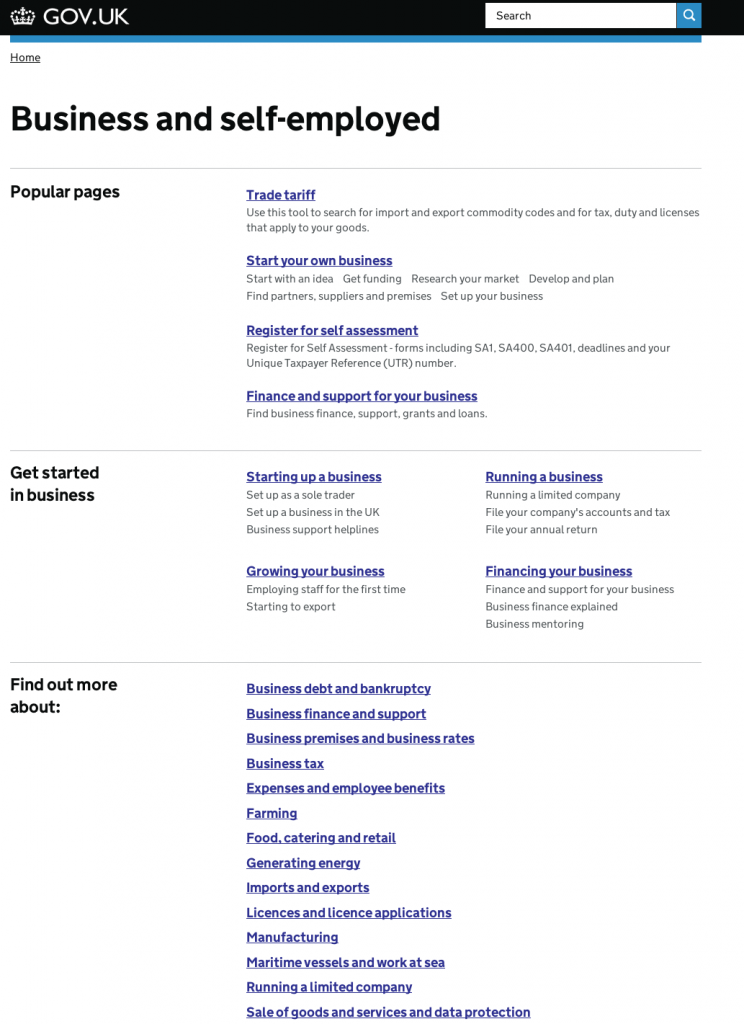 New business browse page