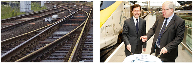 Illustrating a story on a speech about railways: two options A railway and a minister, yesterday