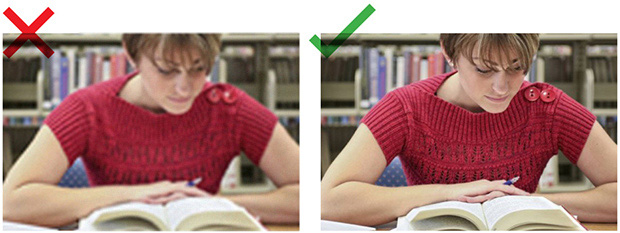 Grainy and low definition: bad. Nice and sharp: good. Illustration of image quality