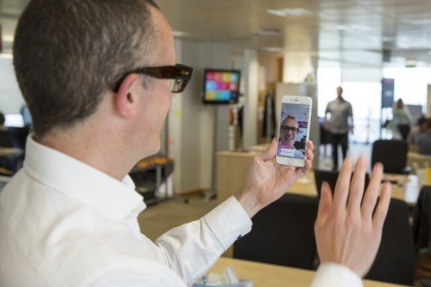 Ben Terrett using Periscope on a mobile phone