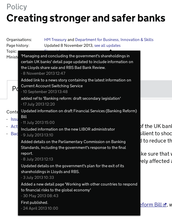 Example of public change notes
