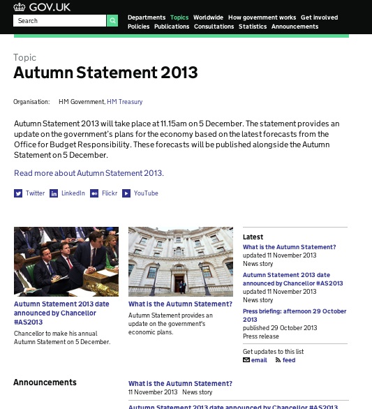 The Autumn Statement topical event page