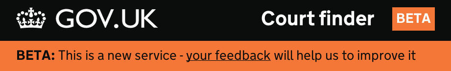 Feedback link on court finder Feedback link on court finder