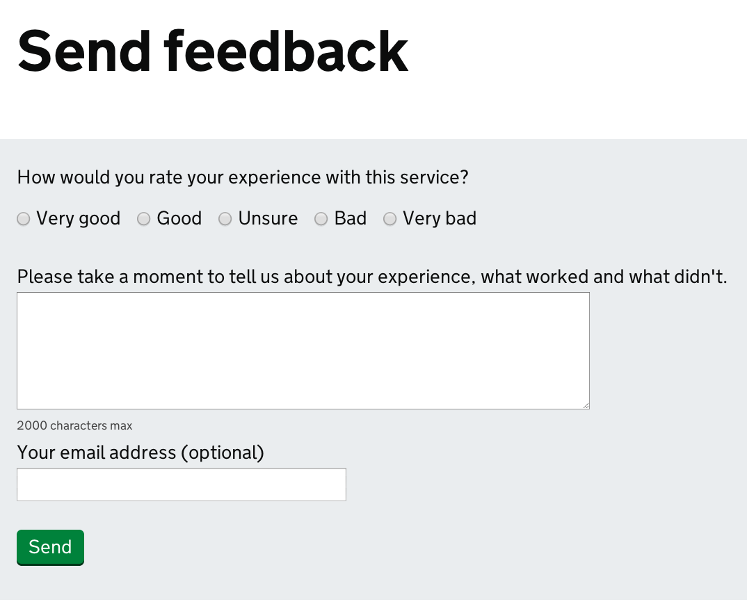 Feedback form Feedback form