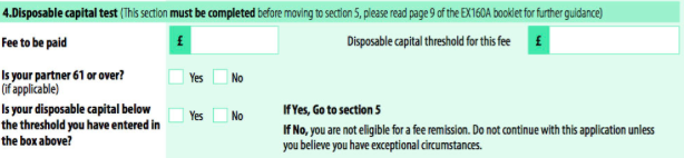 Question 4 on the 'application for fee remission' form