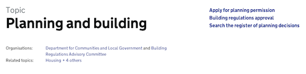 Top tasks on the planning and building topic